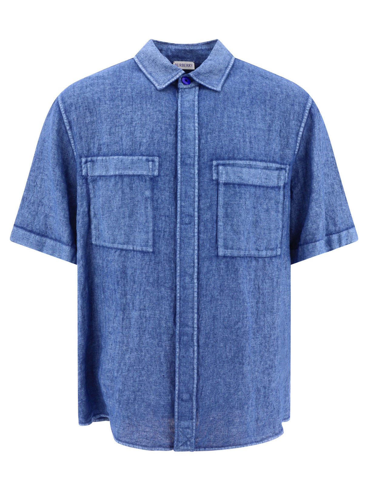 BURBERRY Light Blue Linen Shirt for Men - SS24 Collection