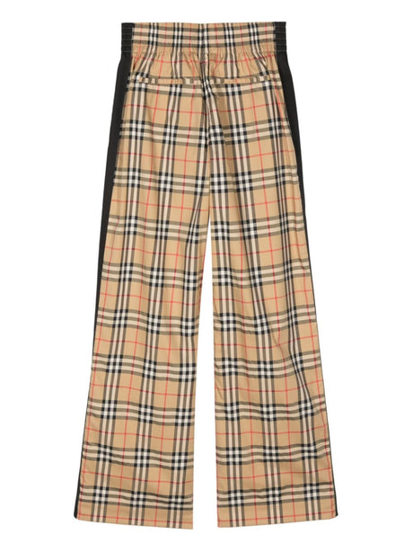 BURBERRY Vintage Check Print Cotton Trousers in Beige - SS24 Collection