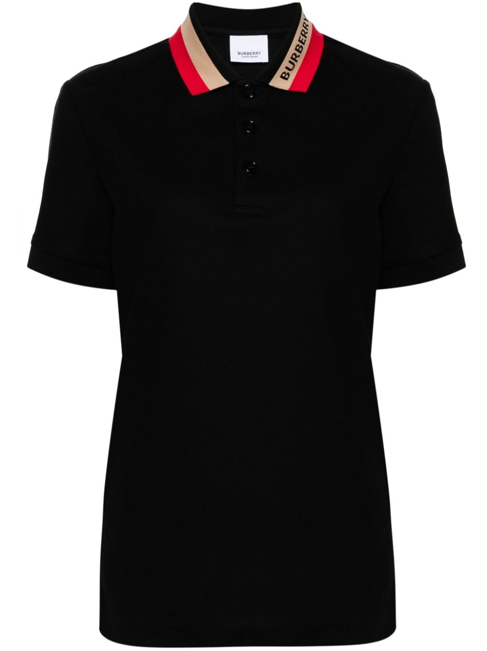 BURBERRY Women's Black Bi-Color Polo Shirt for SS24