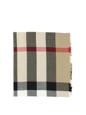 BURBERRY Luxurious Tan Checkered Cashmere Silk Scarf for Men - Carryover 2024
