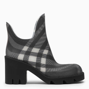 BURBERRY Black Check Pattern Heeled Boots for Women - SS24 Collection