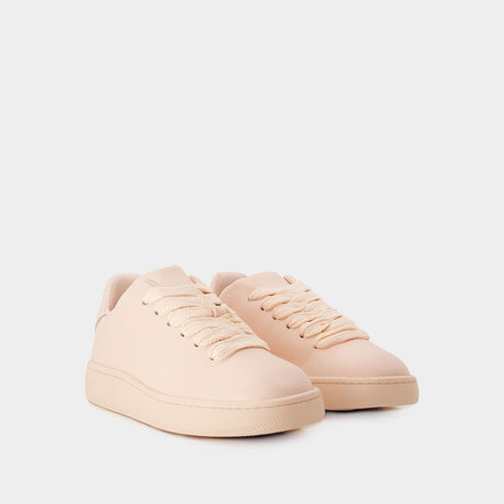 BURBERRY Women's Tan Calf Grain Leather Box Sneakers for SS24