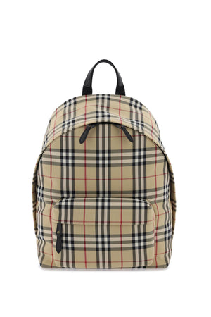 BURBERRY Vintage Check Pattern Nylon Backpack in Beige for Men