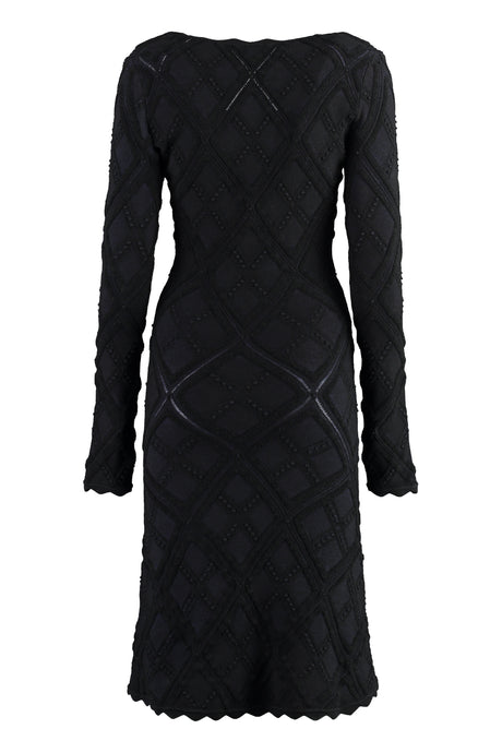 BURBERRY Black Scalloped Detail Dress for Women - FW23