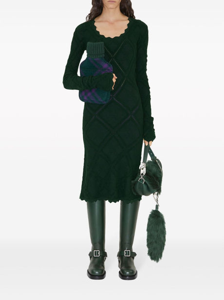 BURBERRY Green Aran-Knit Wool Dress for Women | Elegant and Timeless Style | FW23