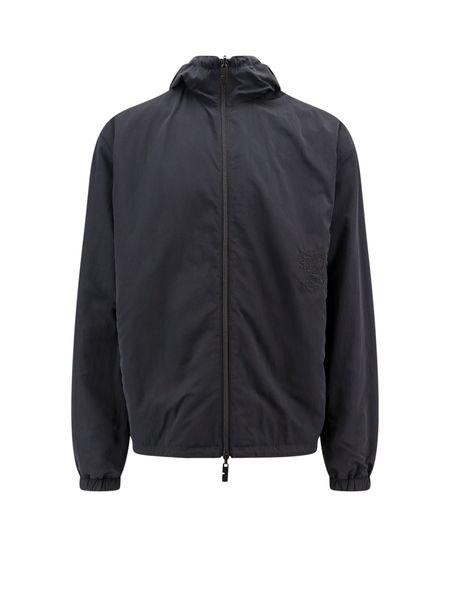 Reversible Twill Jacket in Burberry Check Motif & Black Nylon