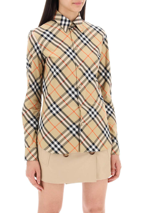 BURBERRY Women's Iconic Check Pattern Long-Sleeved Cotton Shirt