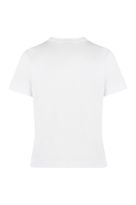 女性白色3％ELASTANE，97％棉，100％棉圆领T恤