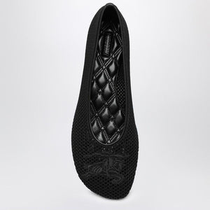 BURBERRY Black Mesh Ballerina with Logo for Women - SS24 Collection