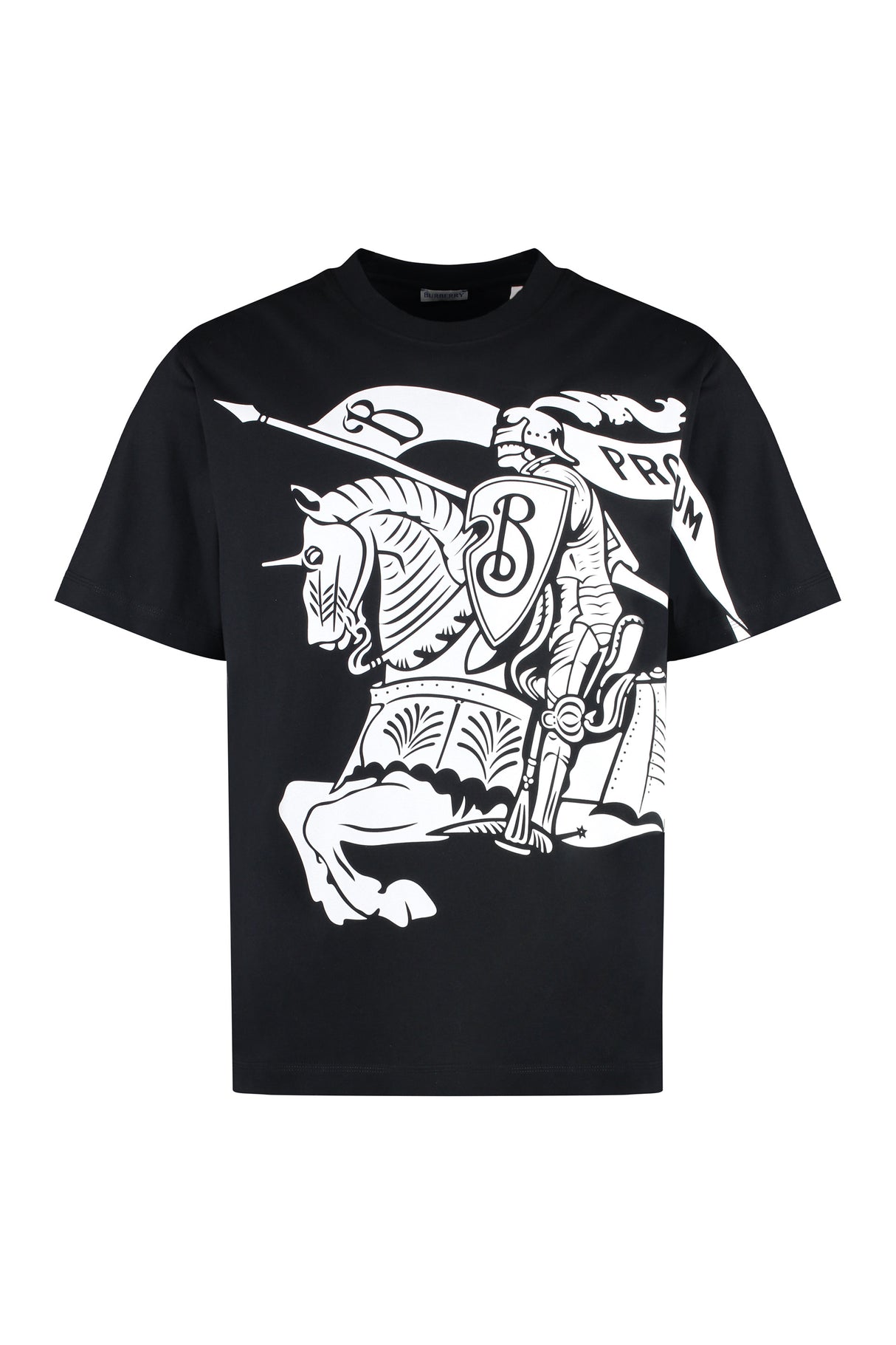BURBERRY Men's Black Cotton T-Shirt with Logo Print