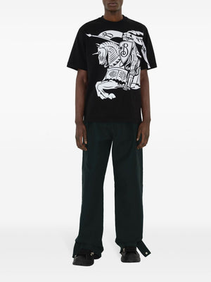 BURBERRY Black EKD Print Cotton T-Shirt for Men - FW24