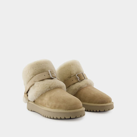 BURBERRY Beige Leather Snug Boots