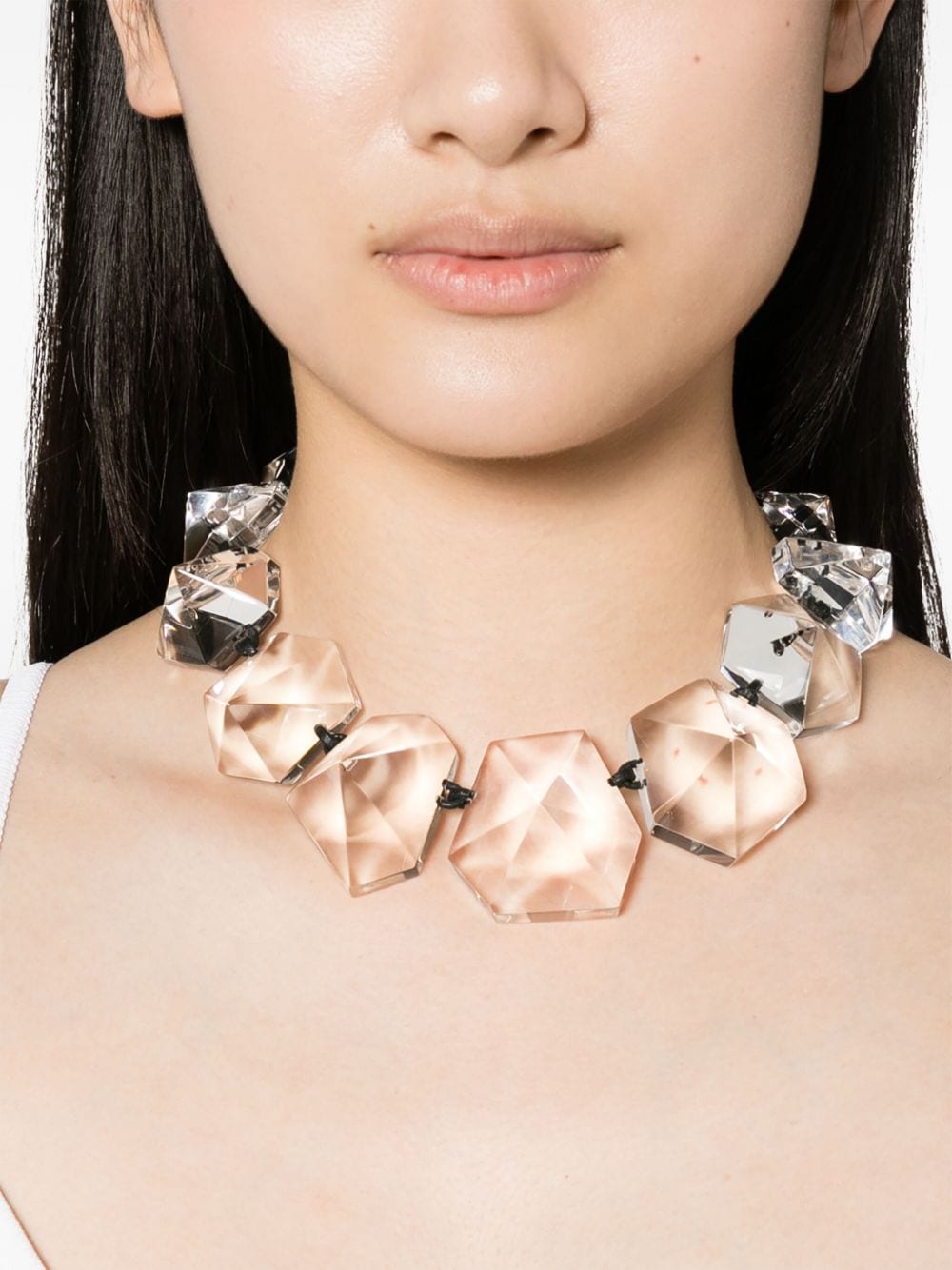 MONIES Gray Oversized Geometric Beaded Nocte Necklace for Women