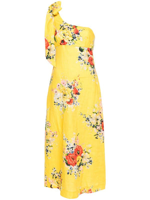 Váy Midi Họa Tiết Hoa Vàng Đối Xứng cho Nữ - Bộ Sưu Tập Mùa Xuân Hè 24