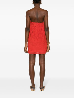 ZIMMERMANN Bold Red Towelling Mini Dress with Palm Tree Pattern and Logo Detailing