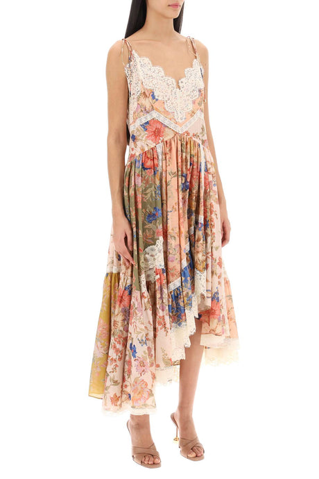 ZIMMERMANN Floral Asymmetric Dress with Lace Trims for Women