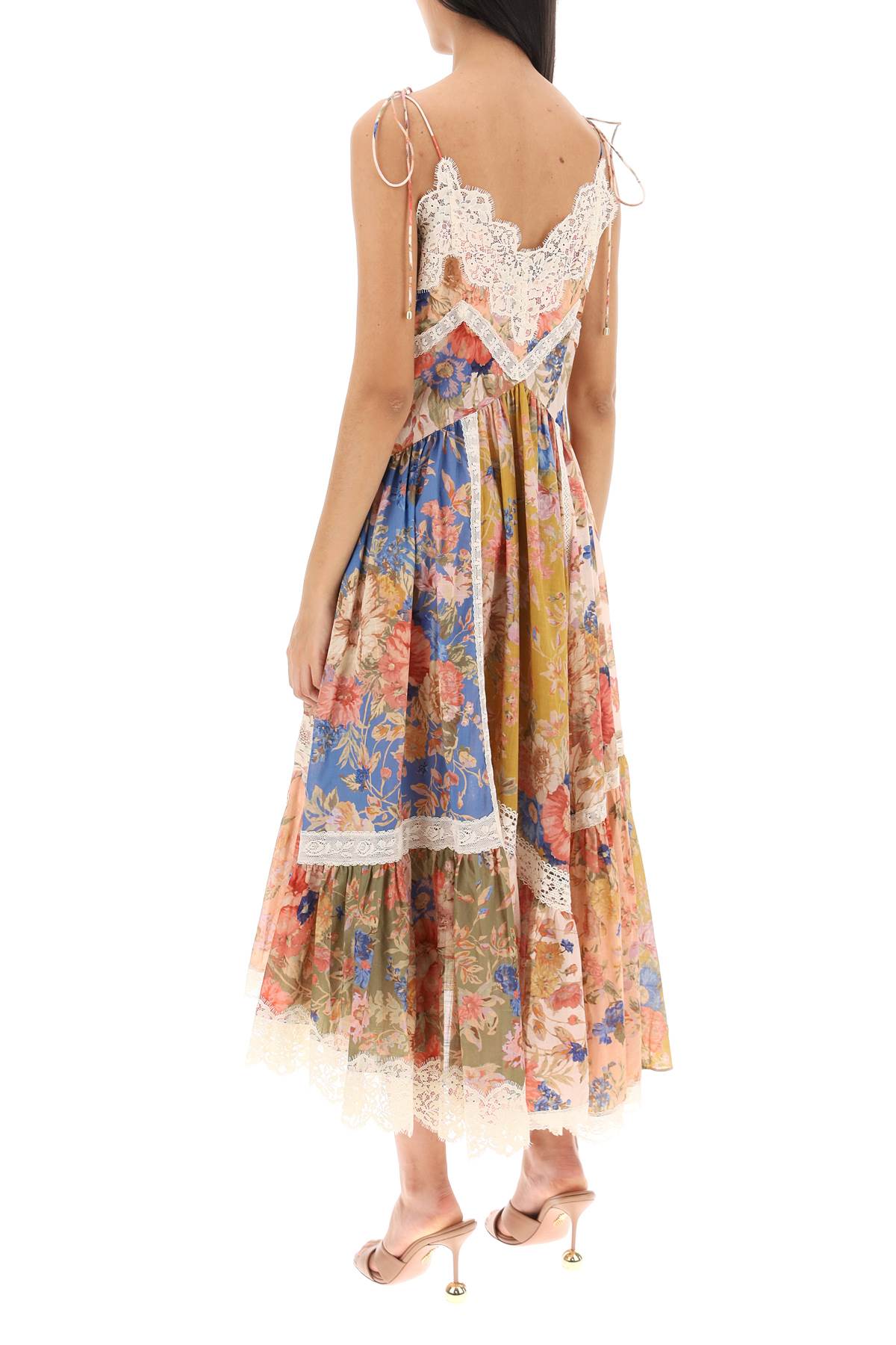 ZIMMERMANN Floral Asymmetric Dress with Lace Trims for Women