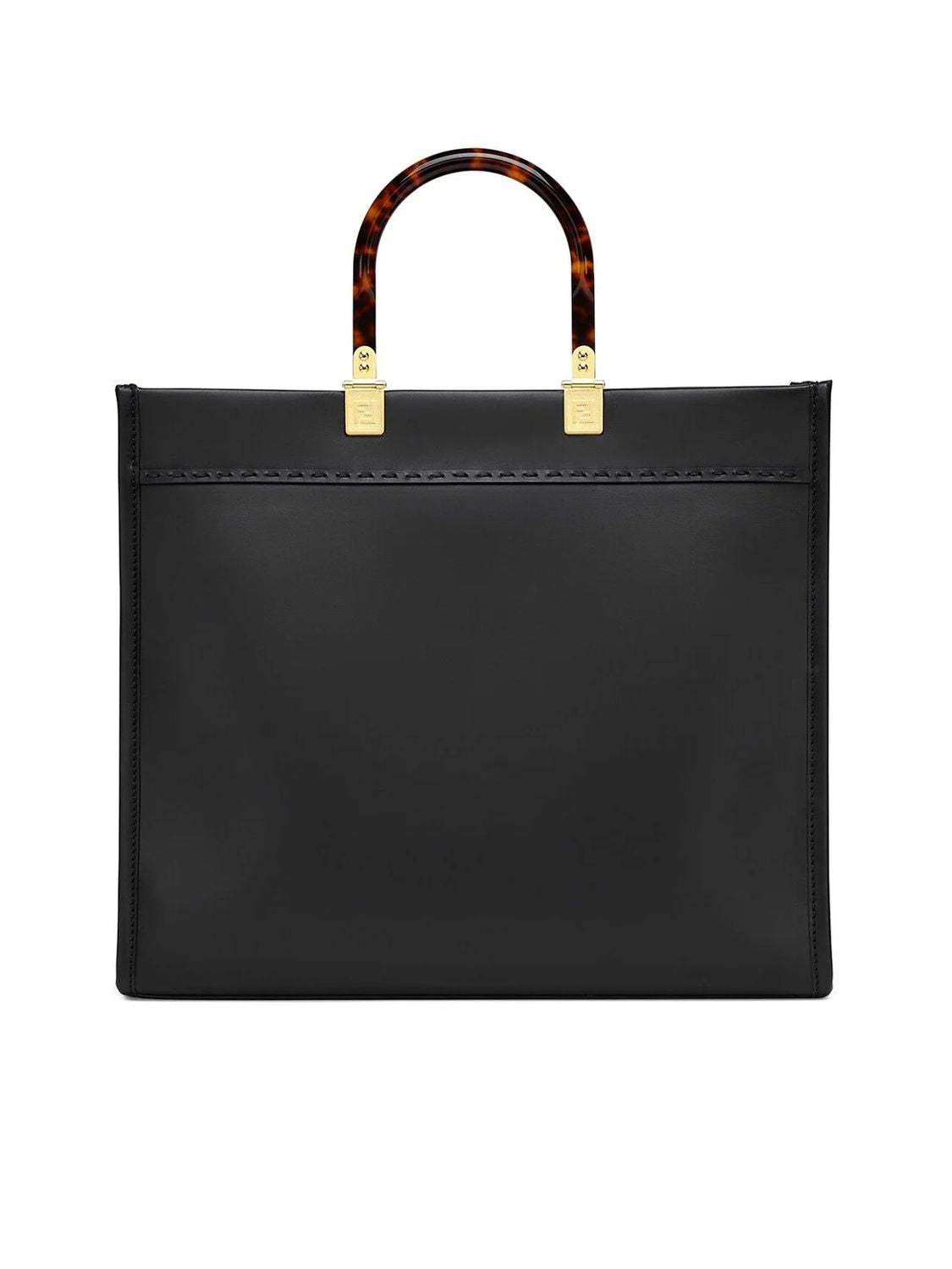 FENDI Feminine Black Leather Top-Handle Tote Bag for Women