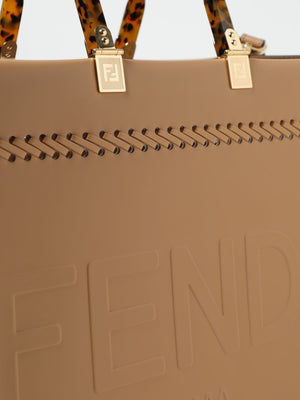FENDI Golden Sunshine Medium Top-Handle Tote for Women, 100% Genuine Leather