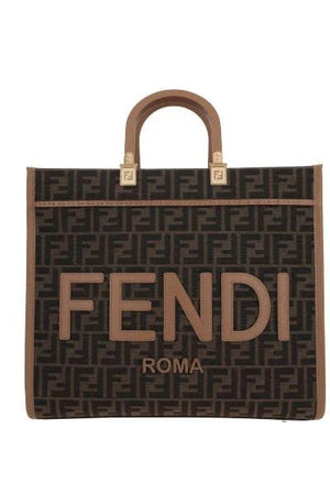FENDI Women's Sunshine Medium Brown Leather Tote Handbag - SS24