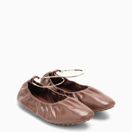 FENDI Nude Leather Ballerina Shoes for Women