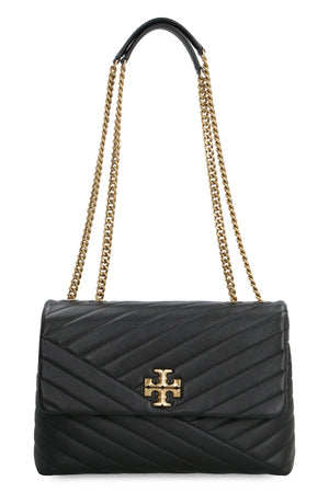 Black Chevron Matelassé Handbag with Gold Monogram