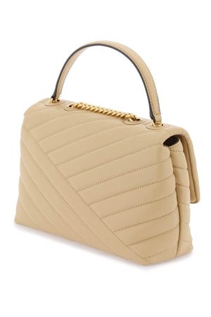 Small Kira Soft Leather Shoulder Handbag with Chevron Quilting for Women