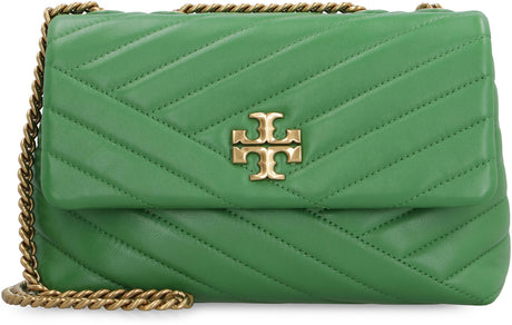 Green Chevron Leather Shoulder Handbag for Women