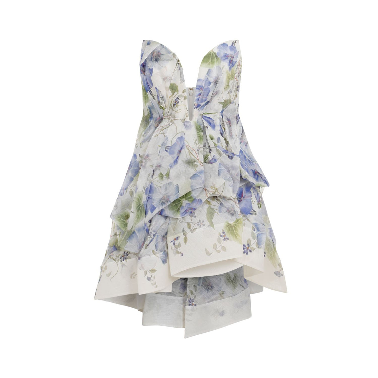 ZIMMERMANN Draped Floral Linen and Silk Dress - SS24