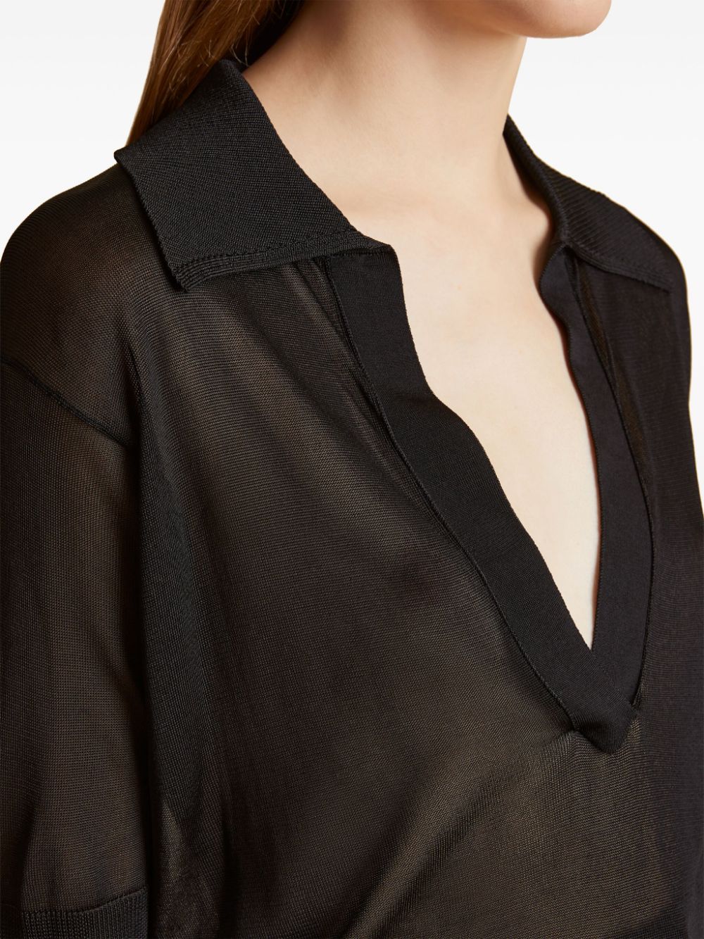 KHAITE Elegant Black Viscose Top with Short Sleeves