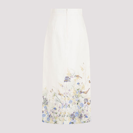 ZIMMERMANN Multicolored Linen Pencil Midi Skirt for Women - SS24
