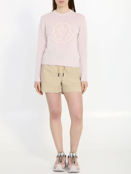 Pink Moncler Embroidered Logo Sweater for Women