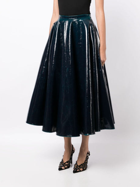 Blue Petroleum Midi Skirt với chi tiết nhấp nháy cho phụ nữ - Bộ sưu tập FW23