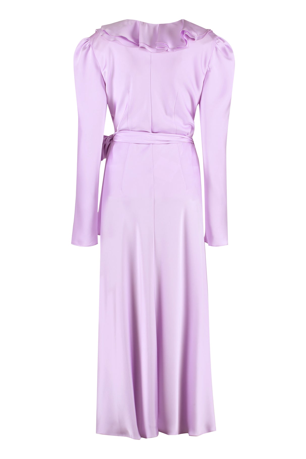 優雅薄紫色荷葉邊包身洋裝 - 2024秋冬新款