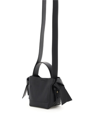 Black Leather Micro Musubi Tote Handbag for Women