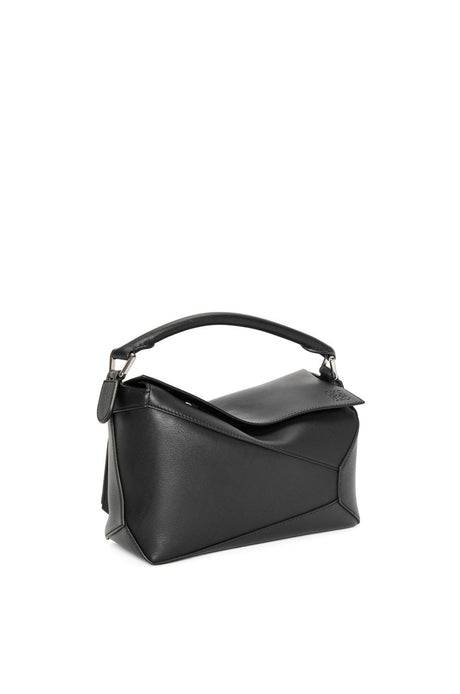 LOEWE Small Puzzle Edge Black Leather Crossbody Handbag for Women