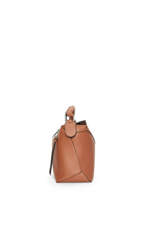 Tan Puzzle Edge Small Handbag for Fashion-Forward Women