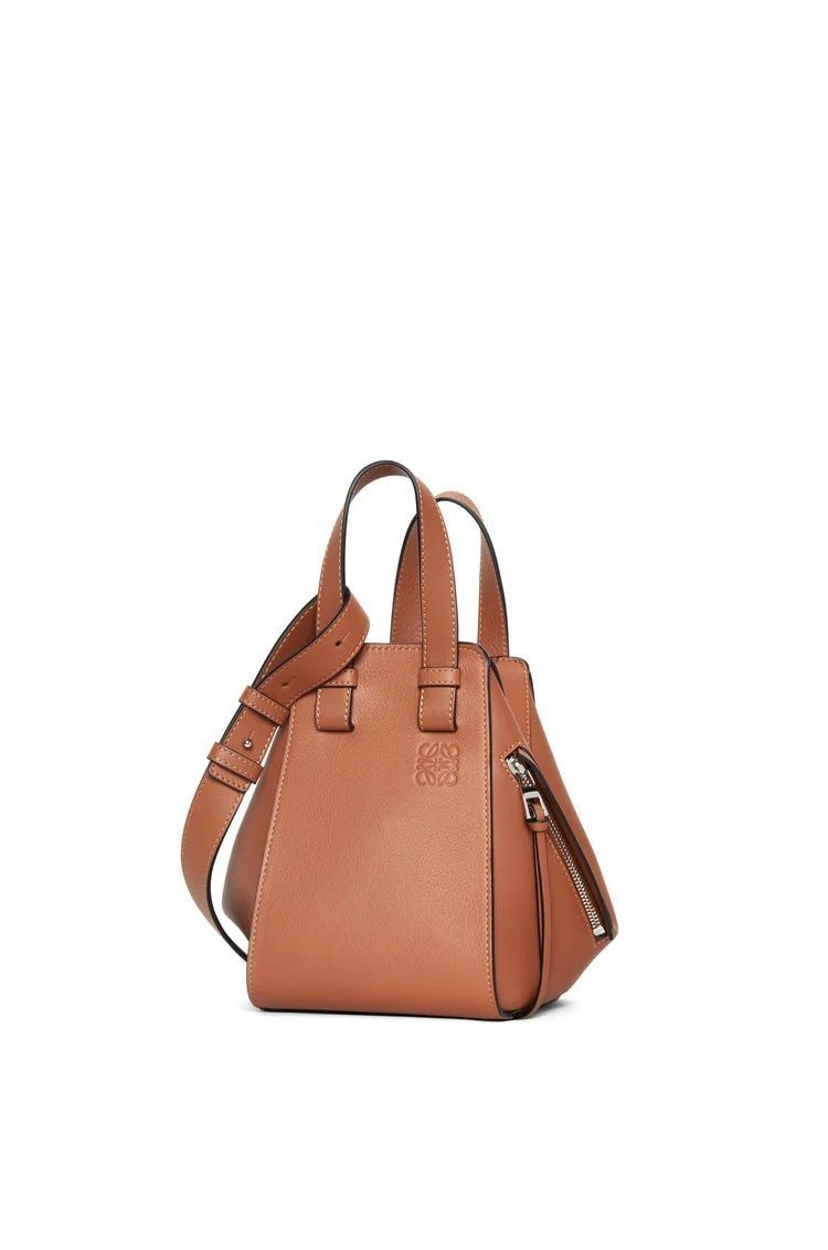 LOEWE Compact Hammock Handbag in Brown Grained Calfskin for Women