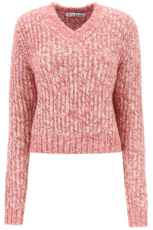 Áo len cổ V màu hồng tím dành cho phụ nữ | Bộ sưu tập FW23