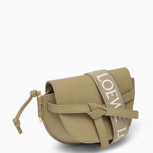 Grey Leather Crossbody Bag with Knotted Belt and Logo Detail