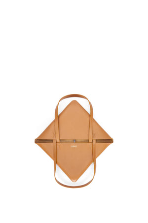 LOEWE Women's Tan Shiny Calfskin Medium Puzzle Fold Tote Handbag for FW24