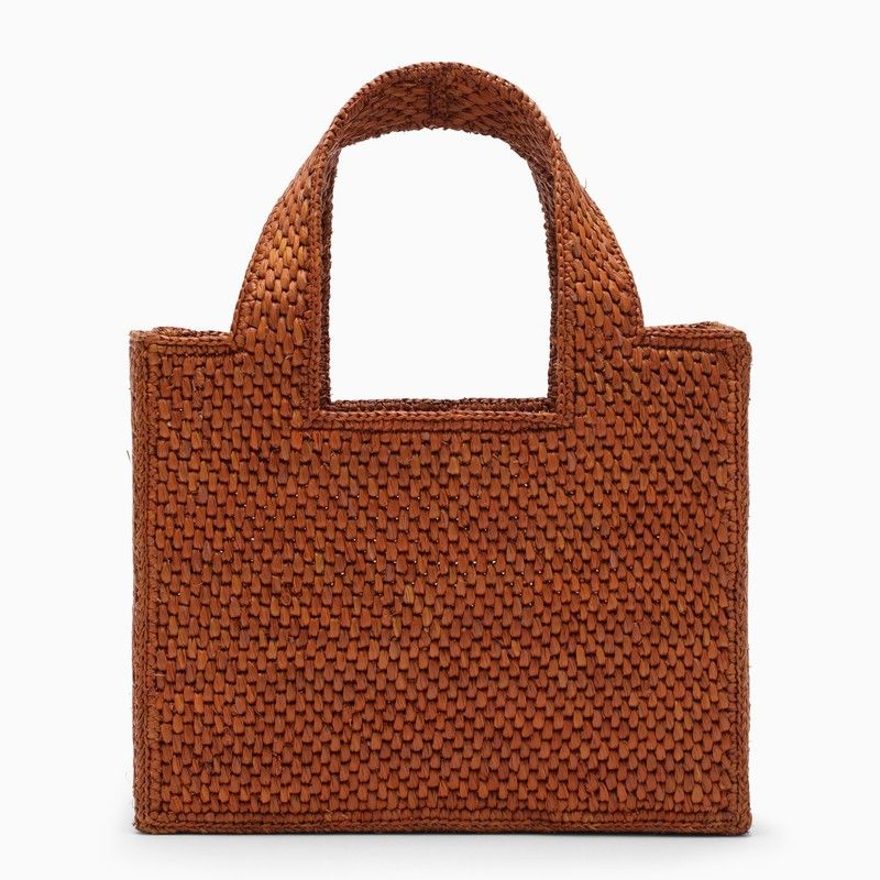 LOEWE Small Honey Gold Raffia Tote Handbag with Adjustable Leather Strap