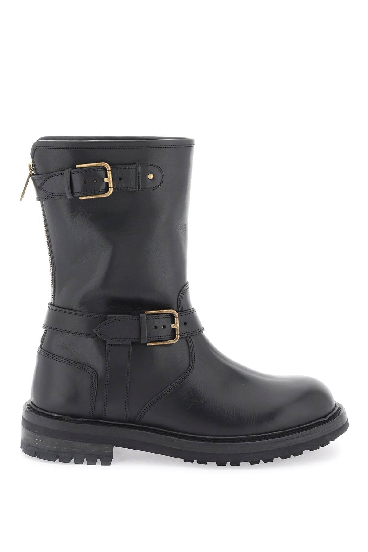 Mens Black Leather Biker Boots from the FW23 Collection
