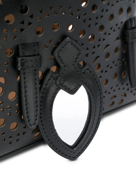 ALAIA Women's Noir Troquelado Calf Leather Tote Bag for SS24