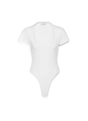 ALAIA White Cotton Canale Body Top for Women - SS24 Collection