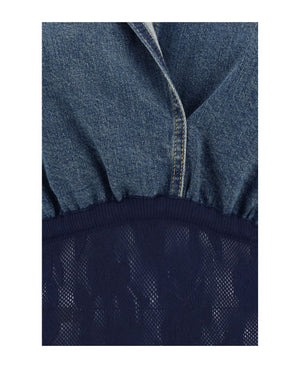 ALAIA Women's Blue Hooded Denim Bodysuit for SS24