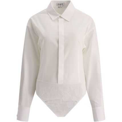 ALAIA White Cotton Shirt with Lace Culotte for Women