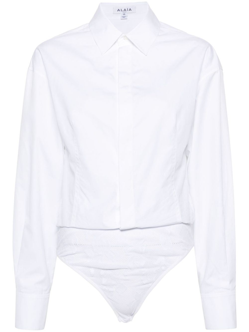 ALAIA White Cotton Shirt Bodysuit for Women