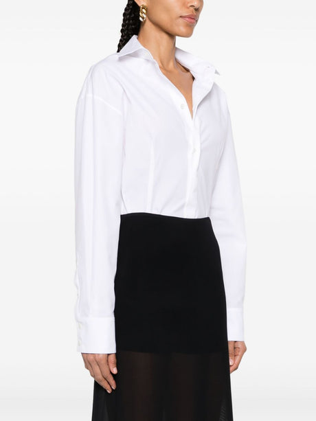 ALAIA White Cotton Shirt Bodysuit for Women