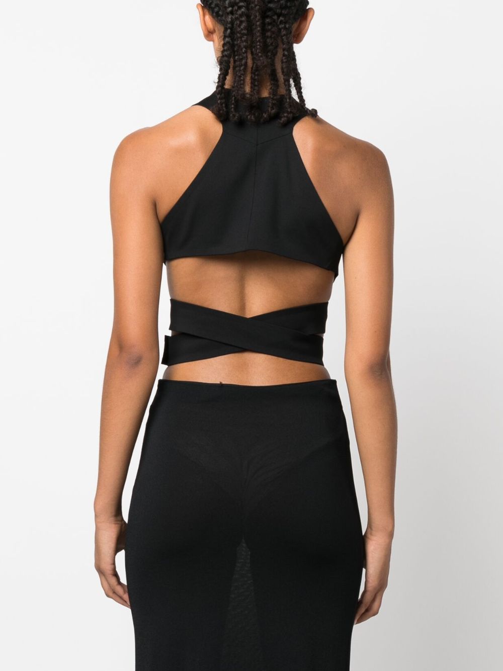 Crossover Sleeveless Crop Top from ALAIA Pre-Owned - Women's Black Top for FW23